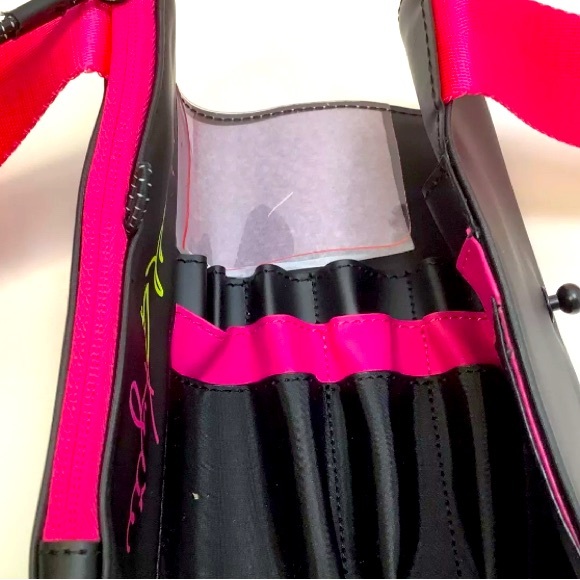 NEW [Kendall & Kylie] Makeup Brush Holder w/ Adjustable Belt Black & Hot Pink - Picture 9 of 12